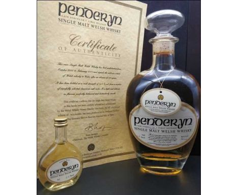 PRESENTATION PENDERYN CASK STRENGTH LIMITED EDITION FIRST RELEASE SINGLE MALT WELSH WHISKY, 2004 launch, 61.8% vol, 70cl, wit