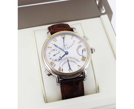 MAURICE LACROIX GENTLEMAN'S MASTERPIECE DOUBLE RETROGRADE STEEL &amp; GOLD WRISTWATCH, ref. MP7018, 50J automatic ML100 movem