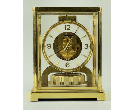 JAEGER-LE COULTRE ATMOS CLOCK, ser. no. 29***9, lacquered brass and perspex, rectangular case with recessed 22cm dial with wh