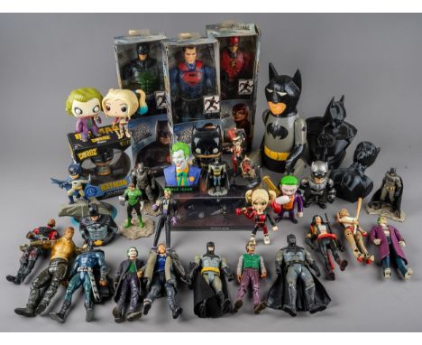 Assorted collection of mainly Mattel DC Comic figures, all unboxed the majority Batman also included Harley Quinn, The Joker 