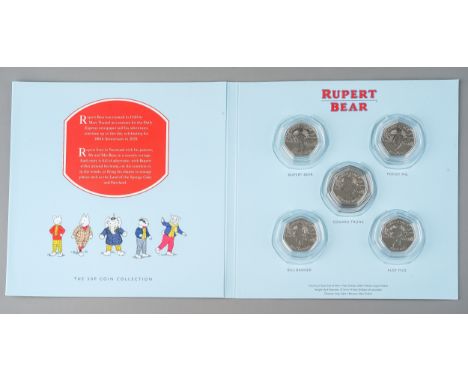 Rupert Bear: The 50p Coin Collection, with five encapsulated coins, comprising 'Rupert bear', 'Podgy Pig', 'Edward Trunk', 'B