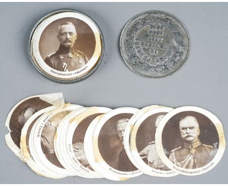 WWI : a German novelty base metal commemorative medal, Unsere Fuhrer in Grosser Zeit, 1914 - 1916, containing portrait lithog