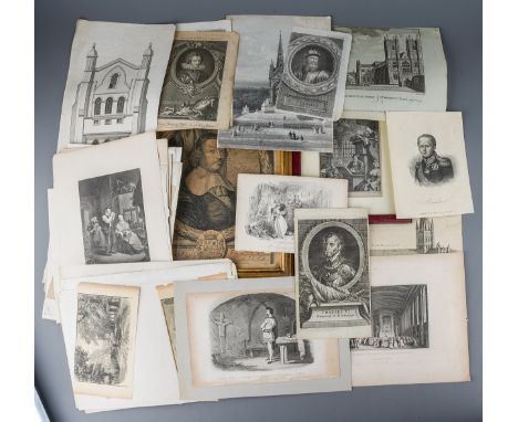 Collection of engravings and etchings, 17th - 19th century, to include 1662 engraving (Portrait of Mildmay Fane, half length 