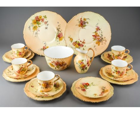 A collection of Victorian Royal Worcester porcelain, to include twenty one pieces of blush ivory tea ware and dinnerware (21)