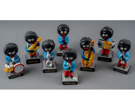 A set of eight vintage Robertsons Jam advertising Jazz band ceramic figures (8)  wear commensurate with age and use