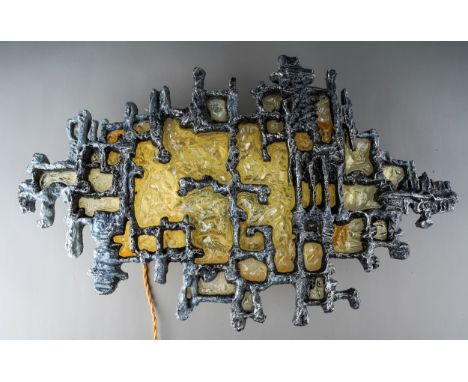Mid century abstract cast acrylic wall light, approx. 54 cm tall, 33 cm wide  In good overall condition