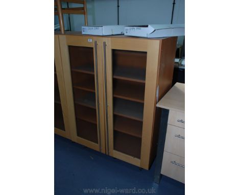 A frosted glazed two-door multi-shelf Cabinet, 1.0 m. wide x 1.4 m. high x 59 cms. deep, approx.