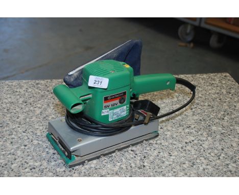 A "Hitachi SV12V" 240 volt Orbital Sander with dust collector.