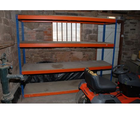 A section of demountable shelf Racking comprising four stages and four uprights.