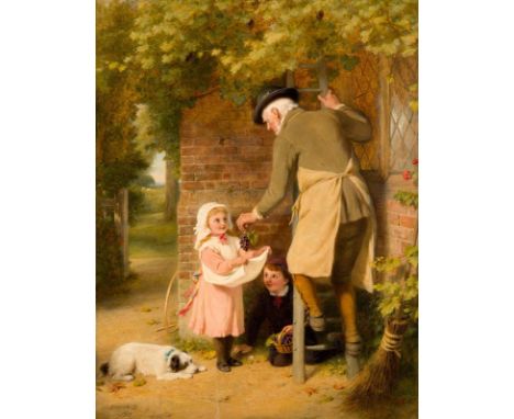 George Bernard O'Neill (1828-1917) Picking Grapes (1898)oil on boardsigned lower left and dated (18)'98 45.70 x 35.20cm (18 x