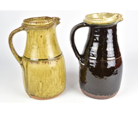 RICHARD BATTERHAM (born 1936); a pair of stoneware jugs, tallest 28cm (2). (D)Provenance: Purchased from Oakwood Gallery, Man