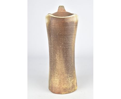 TOM JASZCZAK; a tall square salt glazed jar and cover, height 29.5cm.Provenance: Purchased from Archie Bray Foundation for th