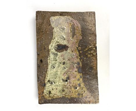 NIC COLLINS (born 1958); a large wood fired stoneware tile depicting a jug, mounted on board, 49 x 32cm. (D)Additional Inform