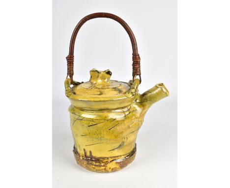 JEAN-NICOLAS GERARD (born 1954); a slipware teapot with willow handle and sgraffito and finger spot decoration, incised signa