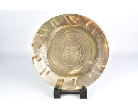 CHAD STEVE; a large wood fired stoneware bowl with shino glaze, diameter 34.5cm.Additional InformationAppears good with no ob