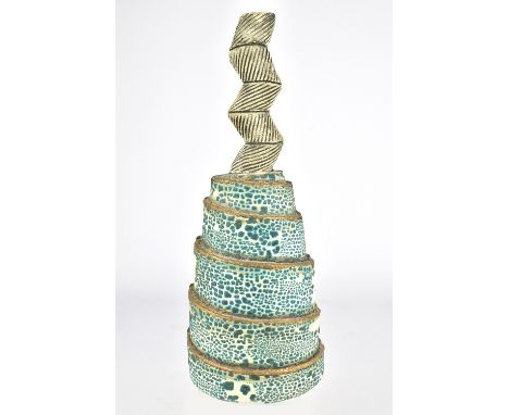 ROBERT HARRISON (born 1953); a stoneware wall hanging, incised and painted signatures and dated 2003, height 29cm, mounted on