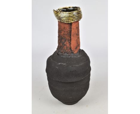 JOHN HIGGINS (born 1947); a tall necked stoneware bottle, impressed JH mark, height 26cm. (D)Provenance: Purchased at Ceramic