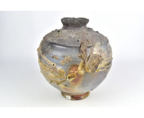 STEPHEN PARRY (born 1950); a globular wood fired stoneware jar, impressed SP mark, height 26.5cm. (D)Provenance: Purchased at