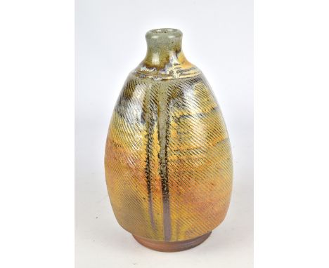 JOHN JELFS (born 1946); a soda fired stoneware bottle, impressed JJ mark, height 23cm. (D)Provenance: Purchased at Oxford Cer