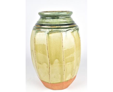 RICHARD BATTERHAM (born 1936); a large cut sided stoneware jar, height 33.5cm. (D)Provenance: Purchased from Sladers Yard Gal