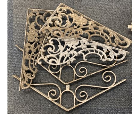 Architectural and salvage interest: A group of wrought and cast iron brackets.