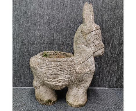 A vintage cast concrete donkey planter, H. 73cm.