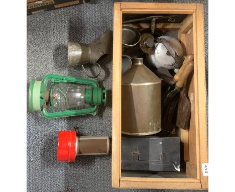 A box of mixed vintage motorcar related items.