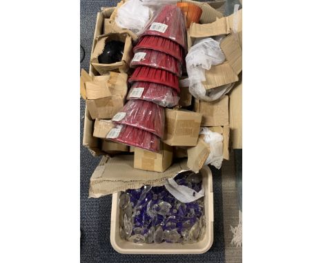 An extensive quantity of crystal chandelier drops, shades and fittings.