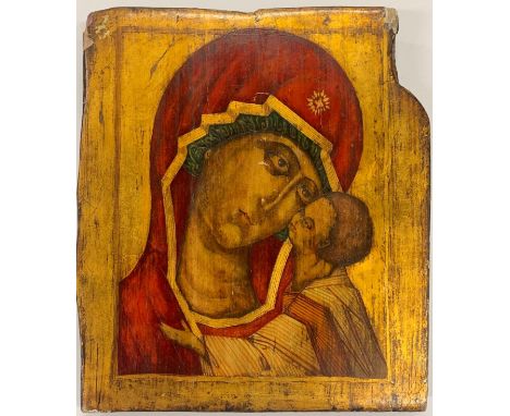A 19th century Greek wooden panel icon, 34 x 37cm.