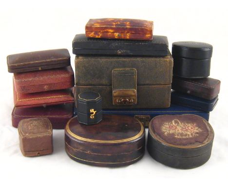 A quantity of vintage fitted jewellery and watch boxes etc.
