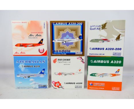 Phoenix - 6 x boxed limited edition Platinum Series Airbus aircraft in 1:400 scale including A319 in Azerbaijan livery, A320-