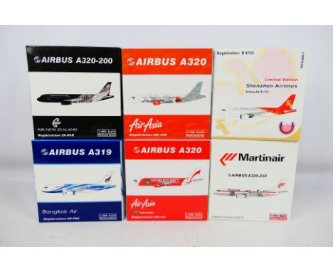 Phoenix - 6 x limited edition Airbus aircraft models in 1:400 scale including A319 in Bangkok Air livery, A320-232 in Martina