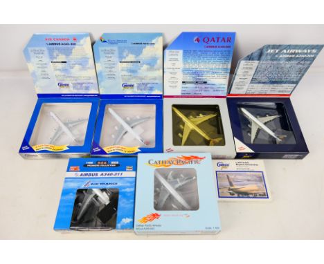 Gemini Jets - Hasegawa - 6 x boxed aircraft models in 1:400 scale including Airbus A340-642 in Cathay Pacific livery, A340-60