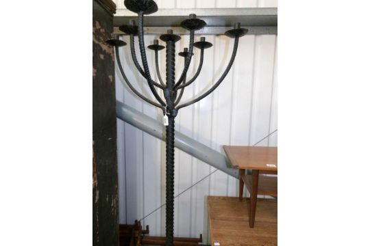 A Floor Standing Wrought Iron Candelabra