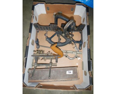 A box of woodworking tools