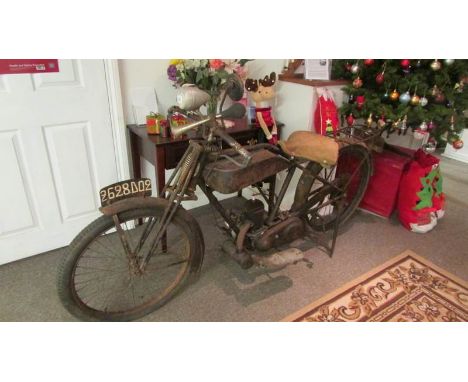 A 1920's Monet Goyon Z147 motorcycle (French barn find)
 
Circa 1928
Missing chain, clutch, tool boxes, cables, foot brake ro