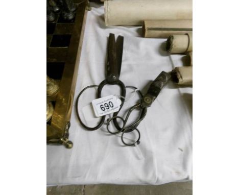 A pair of 19th century signed Japanese scissors and a pair of 19th century oil lamp wick scissors