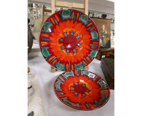 A large Poole pottery charger and a smaller matching example
 
Small plate 10.5” diameter
No damage observed
Number 3 in blac