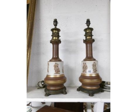 A pair of Grecian style table lamp bases