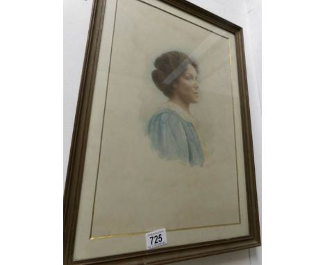 A fine framed and glazed watercolour portrait of a lady, signed but indistinct