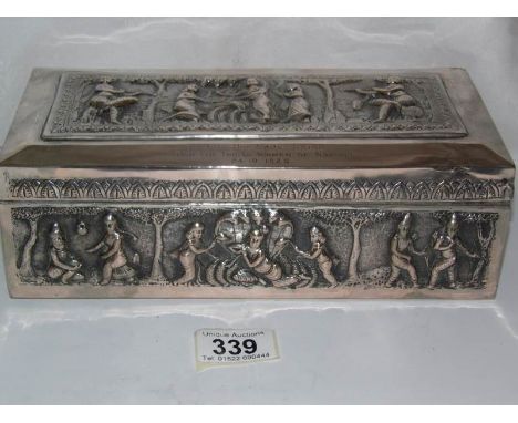 An ornate casket presented to Lady Grigg (wife of the Kenyan governor) by the Indian ladies of Nairobi, all inscribed, dated 