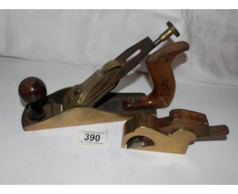 2 vintage brass woodworking planes