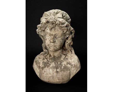 JAMES MILO GRIFFITH (Welsh, 1843-1947) marble - bust of a lady in lace cap, signed and dated 1883, 45cms hComments: weathered