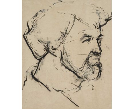 ‡ RONALD LOWE (British, 1932-1985) charcoal on paper - 'Self Portrait', 62 x 53cmsComments: framed and glazed, paper tinted
