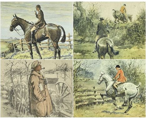 'SNAFFLES' CHARLES JOHNSON PAYNE (1884-1967) 4 coloured prints - 'The Gunner', with Snaffles blind stamp and inscription 'Goo