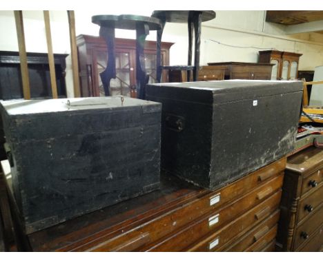 A Pine Carpenter's Tool Chest Together With An Ammunition Box