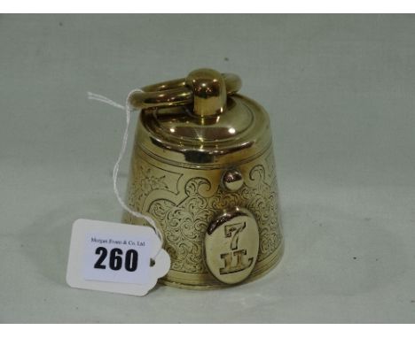 An Interesting Brass Desk Inkwell In The Form Of A 7lb Weight