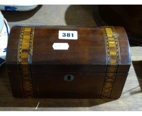 A Mahogany And Boxwood Inlaid Tea Caddy