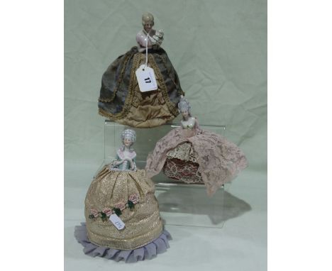 Three Early 20th Century China Pin Cushion Dolls