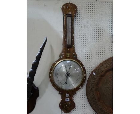 A 19th Century Rosewood And Mother Of Pearl Inlaid Wall Barometer